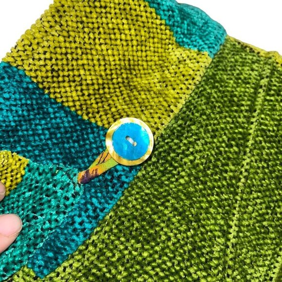 Anne And Bill Howson Vintage Womens Sweater Size Large Green Hand Knit Chenille - Picture 6 of 9